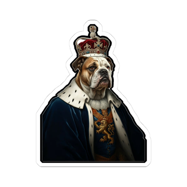 English Bulldog Kings & Queens Royal Portrait Sticker, Dog Portrait Vinyl Decal, Kiss-Cut Sticker, English Bulldog Lover Gift
