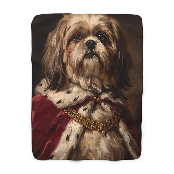 Shih Tzu Kings & Queens Royal Portrait Regal Throw Blanket | Premium Dog Art | Tritan