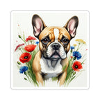 French Bulldog Watercolor Wildflower Field Kiss-Cut Stickers | Premium Dog Prints | Tritan — primary view