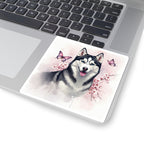 Siberian Husky Watercolor Butterfly Bloom Kiss-Cut Stickers | Premium Dog Prints | Tritan — view 7 of 12