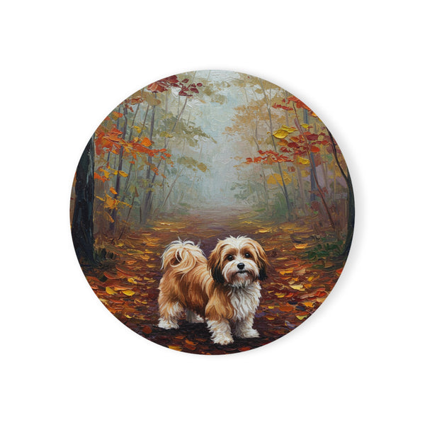 Acrylic Havanese - Autumn Woods | Cork Back Coaster
