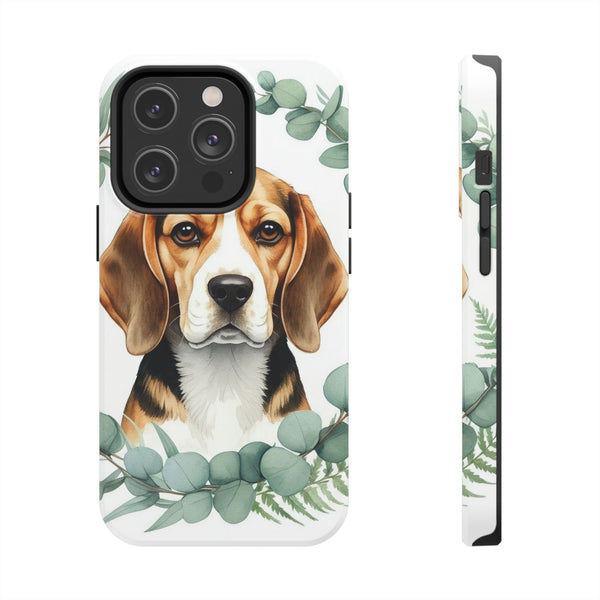Beagle Watercolor Botanical Wreath Phone Case | Premium Dog Prints | Tritan