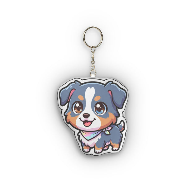 Chibi Australian Shepherd Plush Keychain | Tritan