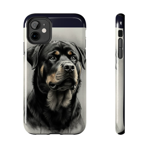 Rottweiler Tough Phone Case, Charcoal Art Dog Lover Gift, Protective Rottie Breed Pride Phone Cover, Gentle Giant Art