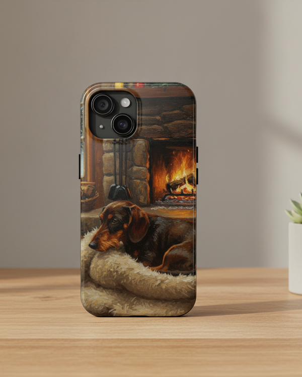 Acrylic Dachshund - Winter Hearth | Tough Phone Case
