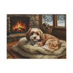 Havanese Wall Art Canvas, Dog Lover Gift, Pet Painting Print, Stretched Home Decor, Acrylic Style Dog Portrait