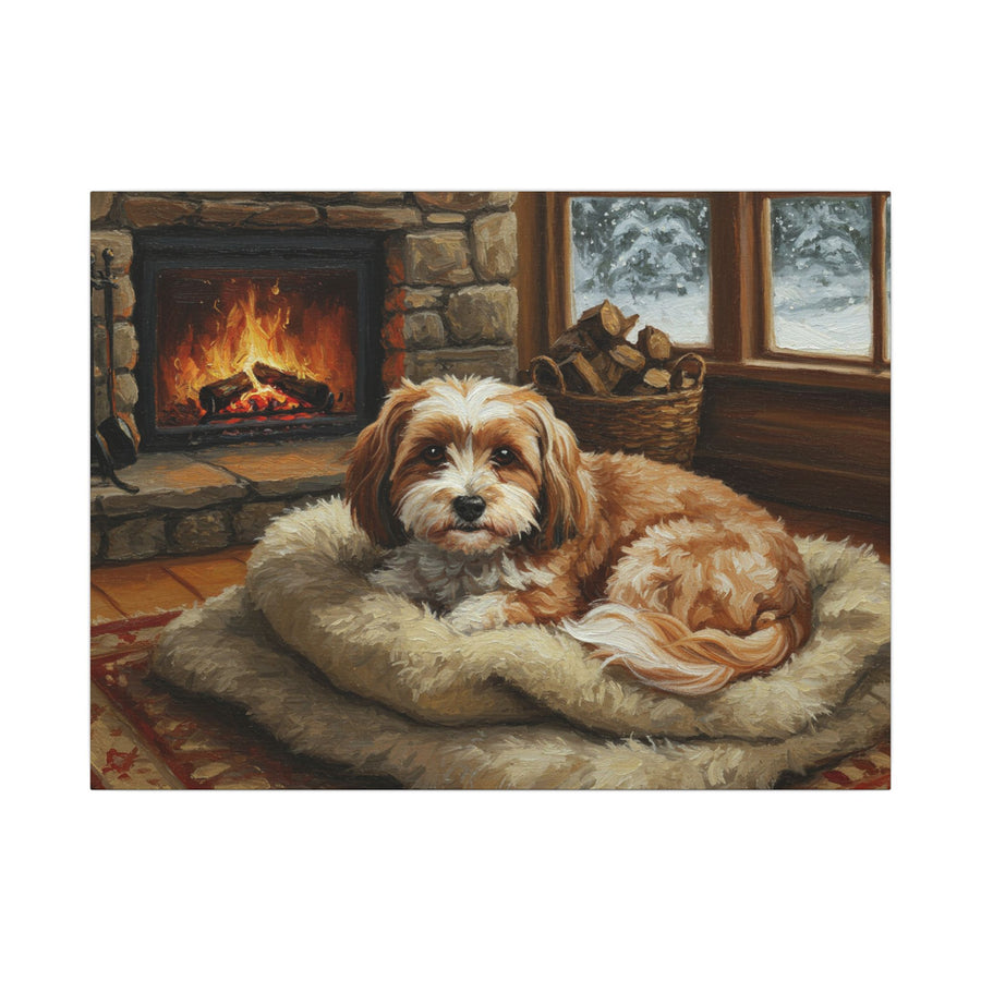 Havanese Wall Art Canvas, Dog Lover Gift, Pet Painting Print, Stretched Home Decor, Acrylic Style Dog Portrait