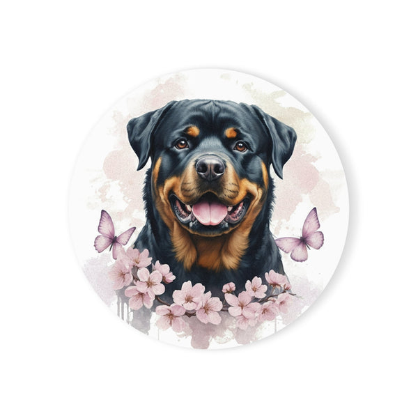 Rottweiler Watercolor Butterfly Bloom Gift Set — Mug + Coaster + Sticker | Tritan — Lifestyle View