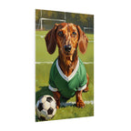 Dachshund Oil Painting Soccer Portrait Stretched Canvas Wall Art | Funny Dog Decor Gift | Pet Lover Home Art
