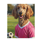 Poodle Oil Painting Soccer Portrait Wall Art, Poodle Mom Gift, Dog Lover Decor, Stretched Canvas Print