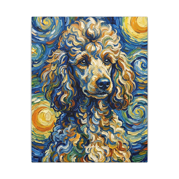 Poodle Post-Impressionist Oil Painting Wall Art, Poodle Mom Gift, Dog Lover Decor, Stretched Canvas Print