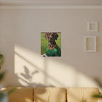 German Shorthaired Pointer Oil Painting Soccer Portrait Wall Art, GSP Dog Lover Gift, Canine Decor, Fetching Football Fan Canvas