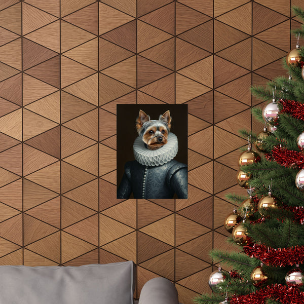 Yorkshire Terrier Renaissance Royal Portrait Matte Poster, Regal Dog Art Print, Yorkshire Terrier Lover Gift, Wall Art — Lifestyle View