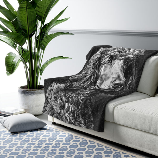 Poodle Charcoal Portrait Throw Blanket | Premium Dog Art | Tritan