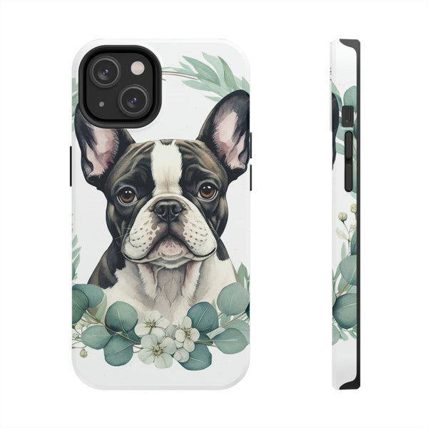 French Bulldog Watercolor Botanical Wreath Phone Case | Premium Dog Prints | Tritan