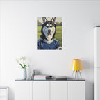 Siberian Husky Oil Painting Soccer Portrait Canvas Art | Dog Wall Decor | Pet Lover Gift for Sports Fans