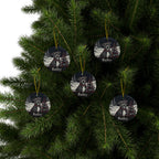 Pack of 5 Staffordshire Bull Terrier Christmas ornaments on a Christmas tree