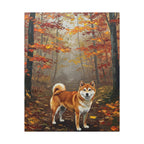 Shiba Inu Acrylic Painting Canvas Wall Art | Autumn Woods Dog Decor | Cute Shiba Gift for Dog Lovers | Pet Portrait Print