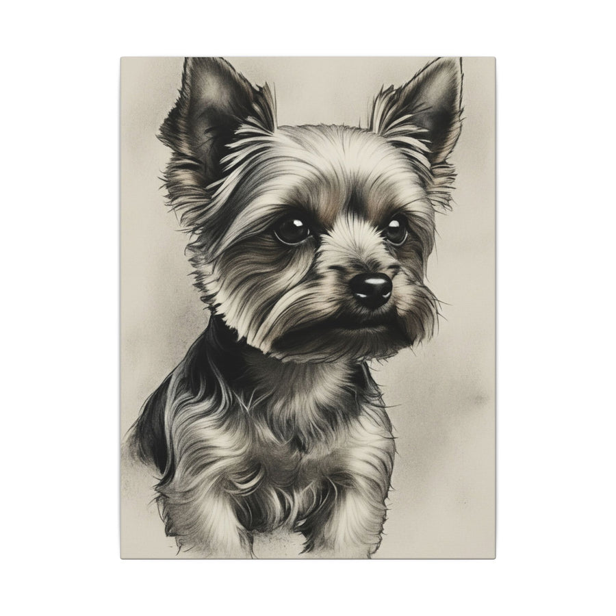 Yorkshire Terrier Charcoal Portrait Canvas Wall Art | Yorkie Dog Lover Gift | Pet Memorial Decor | Ready to Hang Print