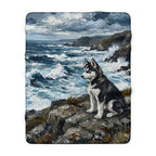 Siberian Husky Acrylic Gallery Print Coastal Cliffside Throw Blanket | Premium Dog Prints | Tritan — view 3 of 9
