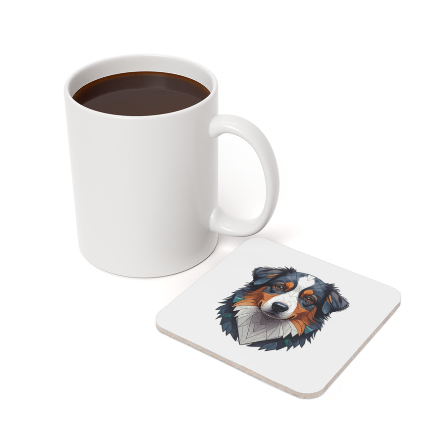 Australian Shepherd Low Poly Cool Jewel Cork Back Coaster | Dog Lover Gift