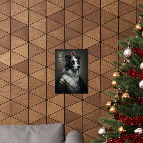 Border Collie Kings & Queens Royal Portrait Matte Poster, Regal Dog Art Print, Border Collie Lover Gift, Wall Art — Lifestyle View