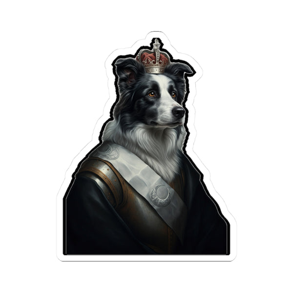 Border Collie Kings & Queens Royal Portrait Sticker, Dog Portrait Vinyl Decal, Kiss-Cut Sticker, Border Collie Lover Gift