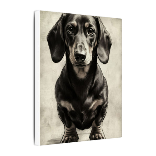Dachshund Charcoal Portrait Canvas Wall Art | Sausage Dog Art Print, Pet Lover Gift, Minimalist Dog Decor, Dachshund Mom Dad Gift