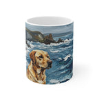 Acrylic Painting Labrador Retriever - Coastal Cliffside | Ceramic Mug 11oz