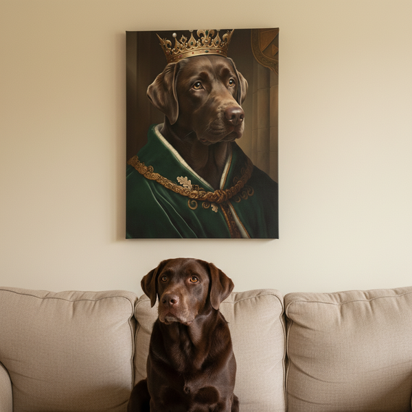 Labrador Retriever Renaissance Royal Portrait Canvas Wall Art, Regal Dog Painting, Labrador Retriever Lover Gift, Stretched Canvas