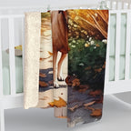 Labrador Retriever Watercolor Autumn Path Throw Blanket | Premium Dog Prints | Tritan — detail view