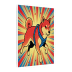 Shiba Inu Comic Book Canvas - Dynamic Pop Art with Halftone Dots, Bold Lines, and Retro Action Dog Wall Decor