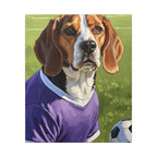 Beagle Soccer Portrait Oil Painting Canvas Print, Dog Wall Art Decor, Pet Lover Gift