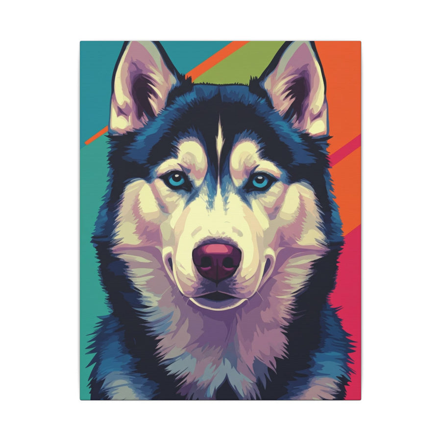 Siberian Husky Pop Art Canvas Print, Husky Wall Art Decor, Dog Lover Gift, Modern Pet Portrait
