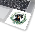 Dachshund Watercolor Botanical Wreath Kiss-Cut Stickers | Premium Dog Prints | Tritan — view 7 of 12