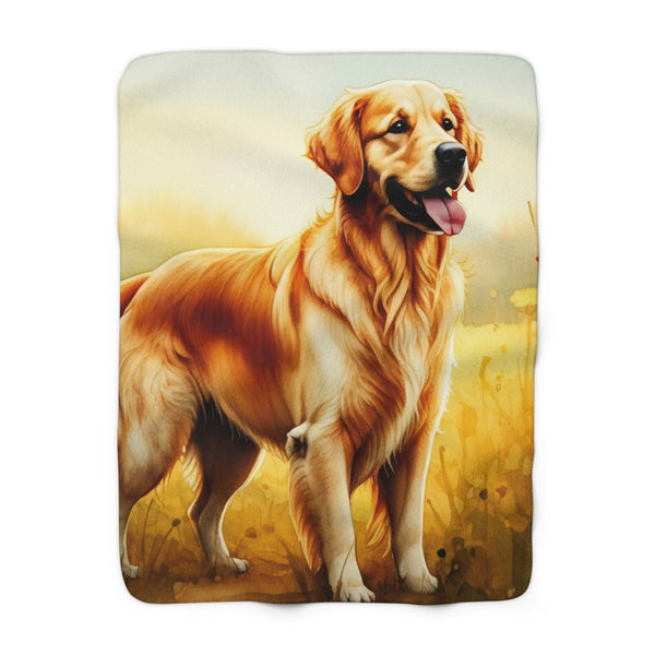 Golden Retriever Watercolor Meadow Throw Blanket | Premium Dog Prints | Tritan