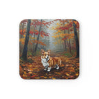 Acrylic Corgi - Autumn Woods | Cork Back Coaster