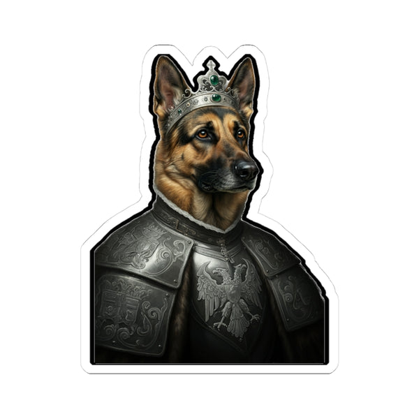 German Shepherd Kings & Queens Royal Portrait Sticker, Dog Portrait Vinyl Decal, Kiss-Cut Sticker, German Shepherd Lover Gift