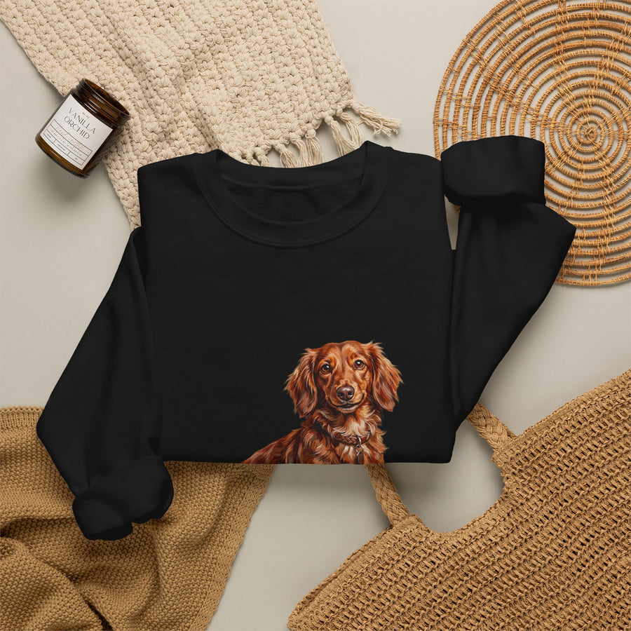 Dachshund Sweatshirt | Painterly Dog Art Crewneck | Doxie Mom Gift | Cozy Pullover for Dog Lovers | Pet Portrait Apparel