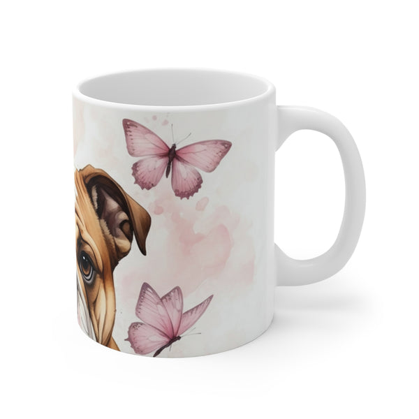 English Bulldog Watercolor Butterfly Bloom Coffee Mug | Premium Dog Prints | Tritan