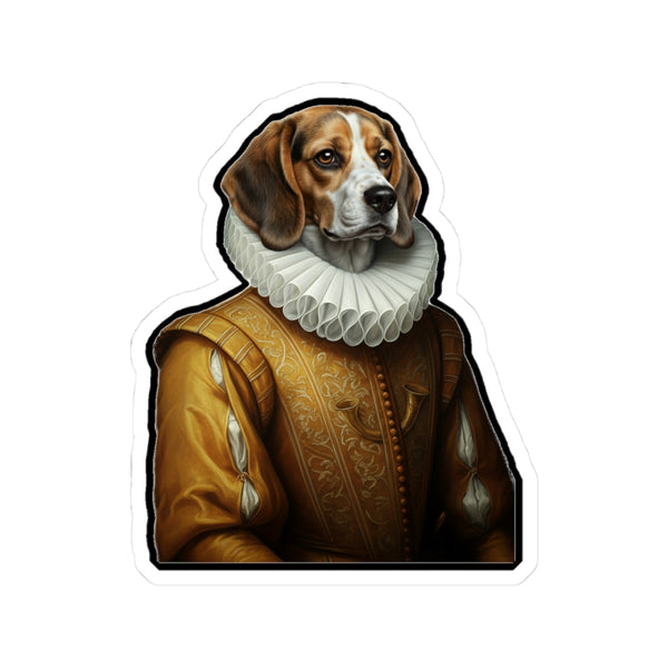 Beagle Renaissance Royal Portrait Sticker, Dog Portrait Vinyl Decal, Kiss-Cut Sticker, Beagle Lover Gift