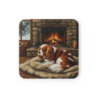 Acrylic Cavalier King Charles Spaniel - Winter Hearth | Cork Back Coaster
