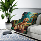 Golden Retriever Low Poly Forest Sherpa Fleece Blanket | Dog Lover Gift