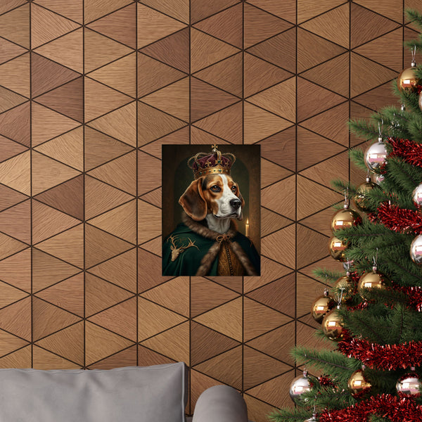 Beagle Kings & Queens Royal Portrait Matte Poster, Regal Dog Art Print, Beagle Lover Gift, Wall Art — Lifestyle View