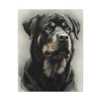 Rottweiler Wall Art, Charcoal Dog Portrait Canvas Print, Rotti Lover Gift, Modern Pet Art Decor