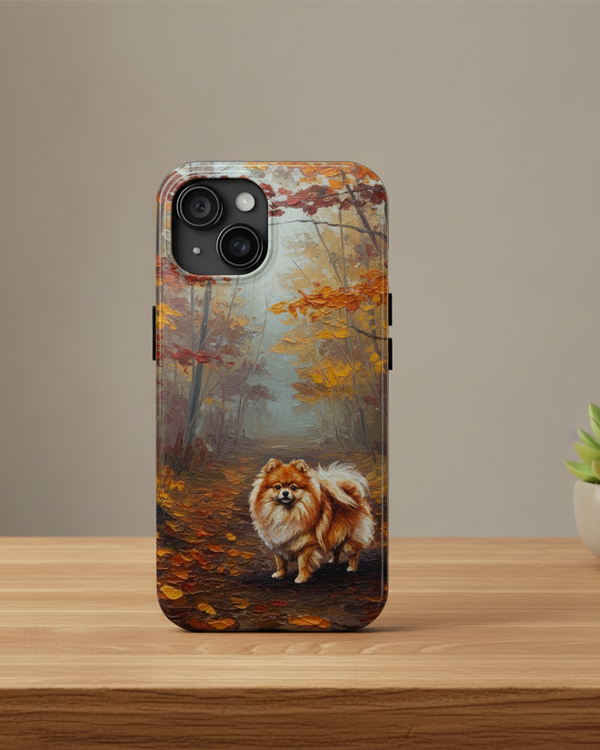 Acrylic Pomeranian - Autumn Woods | Tough Phone Case