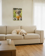 Havanese Oil Painting Soccer Portrait Stretched Canvas Wall Art | Havanese Dog Gift | Pet Owner Decor