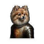 Pomeranian Medieval Knight Portrait Sticker, Dog Portrait Vinyl Decal, Kiss-Cut Sticker, Pomeranian Lover Gift