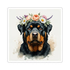 Rottweiler Watercolor Floral Crown Gift Set — Mug + Coaster + Sticker | Tritan