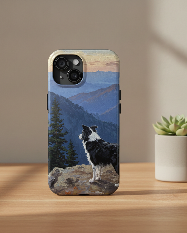 Acrylic Border Collie - Mountain Overlook | Tough Phone Case